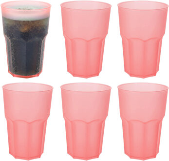Drinkbekers - 6x - rood - kunststof - 480 ml - onbreekbare camping en kinder bekers