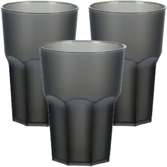 Drinkbekers - 6x stuks - onbreekbaar kunststof - zwart - 480 ml