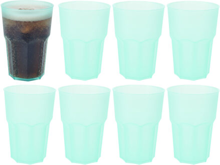 Drinkbekers - 8x - groen - kunststof - 480 ml - onbreekbare camping en kinder bekers