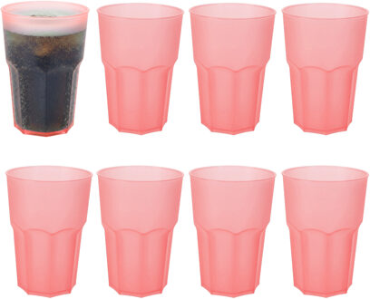 Drinkbekers - 8x - rood - kunststof - 480 ml - onbreekbare camping en kinder bekers