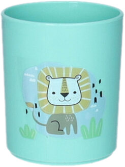 Drinkbekers - kunststof - 350 ml - aqua - leeuw - kinderen - camping