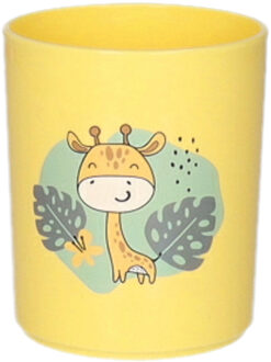 Drinkbekers - kunststof - 350 ml - geel - giraf - kinderen - camping