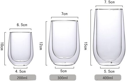 Drinken Isolatie Glazen Beker Dubbele Laag Voor Koffie Melk Sap Thee Mok Cup 200/300/400Ml doorzichtig / 400ml