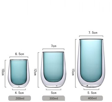 Drinken Isolatie Glazen Beker Dubbele Laag Voor Koffie Melk Sap Thee Mok Cup 200/300/400Ml lucht blauw / 300ml
