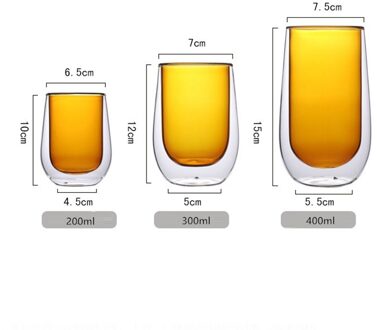 Drinken Isolatie Glazen Beker Dubbele Laag Voor Koffie Melk Sap Thee Mok Cup 200/300/400Ml Oranje / 400ml