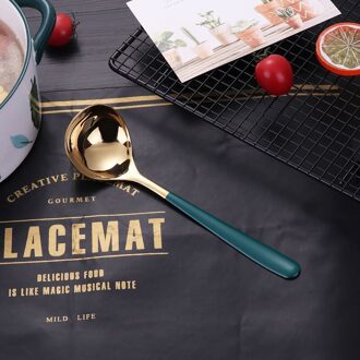 Drinken Soep Lepel Roestvrij Staal Soep Lepel Verdiepen Verdikte Grote Capaciteit Eetlepel Keuken Koken Tool Voor Saus, Bouillon B groen