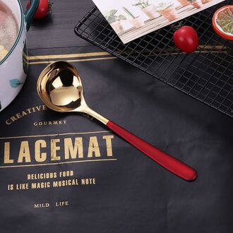 Drinken Soep Lepel Roestvrij Staal Soep Lepel Verdiepen Verdikte Grote Capaciteit Eetlepel Keuken Koken Tool Voor Saus, Bouillon B Rood