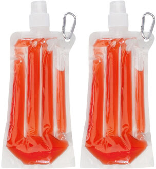 Drinkfles/bidon - 2x - rood - navulbaar - met koelvloeistof - 400 ml - festival/outdoor