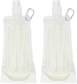 Drinkfles/bidon - 2x - wit - navulbaar - met koelvloeistof - 400 ml - festival/outdoor