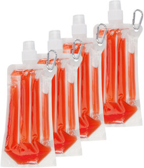 Drinkfles/bidon - 4x - rood - navulbaar - met koelvloeistof - 400 ml - festival/outdoor