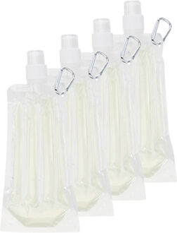 Drinkfles/bidon - 4x - wit - navulbaar - met koelvloeistof - 400 ml - festival/outdoor