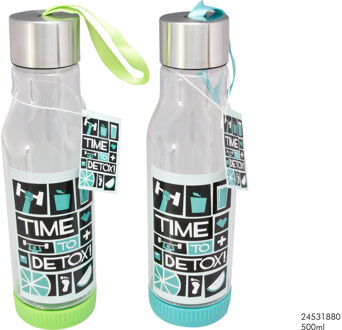 Drinkfles 'detox' groen/blauw 500ml