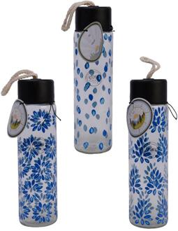 Drinkfles glas 400ml blauw