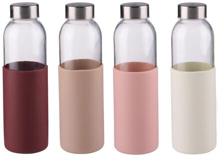 Drinkfles glas 500ml met hoes verschillende