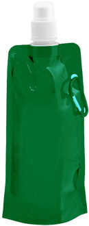Drinkfles - groen - navulbaar - opvouwbaar met haak - 400 ml - festival/outdoor - Bidons