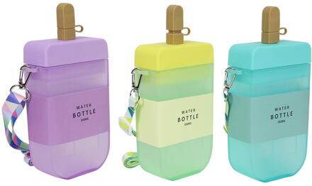 Drinkfles ijs-vorm met koord 20x11x4,3cm verschillende