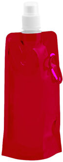 Drinkfles - rood - navulbaar - opvouwbaar met haak - 400 ml - festival/outdoor - Bidons