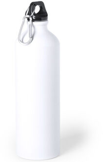 Drinkfles Thor - wit - aluminium - schroefdop - 800 ml - met karabijnhaak