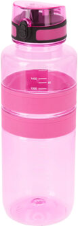 Drinkfles/waterfles/bidon - 1500 ml - roze - kunststof