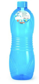 Drinkfles/waterfles/bidon - 1500 ml - transparant/blauw - kunststof