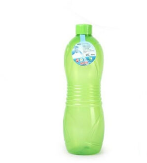 Drinkfles/waterfles/bidon - 1500 ml - transparant/groen - kunststof