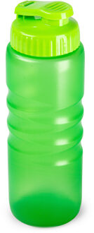 Drinkfles/waterfles/bidon met druksluiting - 650 ml - transparant/groen - kunststof
