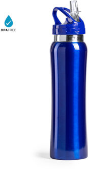 Drinkfles/waterfles Powerline - 800 ml - metallic blauw - RVS metaal - Sportfles bidon