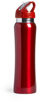 Drinkfles/waterfles Powerline - 800 ml - metallic rood - RVS metaal - Sportfles bidon