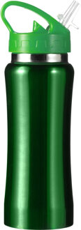Drinkfles/waterfles Sportbidon - metallic groen - RVS - Waterflessen - Hoge kwaliteit