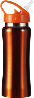 Drinkfles/waterfles Sportbidon - metallic oranje - RVS - Waterflessen - Hoge kwaliteit