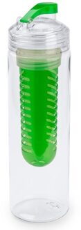 Drinkfles/waterfles tranparant met groen fruit filter 700 ml - Drinkflessen