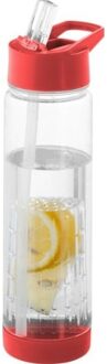 Drinkfles/waterfles tranparant met rood fruit filter 740 ml - Drinkflessen Transparant