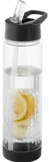 Drinkfles/waterfles tranparant met zwart fruit filter 740 ml - Drinkflessen Transparant