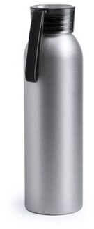 Drinkfles/waterfles - zwart - aluminium - 650 ml - sportfles/sportbidon