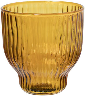 Drinkglas gestreept - bruin - ø8x8.2 cm Transparant