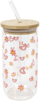 Drinkglas met rietje en deksel 500ml
