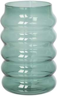 Drinkglas ribbel - groen - ø8x13 cm Transparant