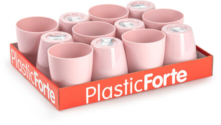 Drinkglazen - 48x - roze - kunststof - 400 ml - herbruikbaar - waterglazen