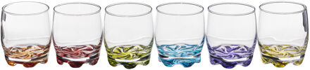 Drinkglazen 6x stuks - waterglazen - 310 ml - kleurenmix bodem