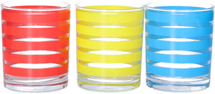Drinkglazen Colorama - 3x - rood/geel/blauw - glas - 280 ml - gekleurd mix - Drinkglazen Multikleur