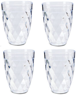 Drinkglazen/waterglazen met karaf 1.5 liter - kunststof - met 4 glazen 180 ml