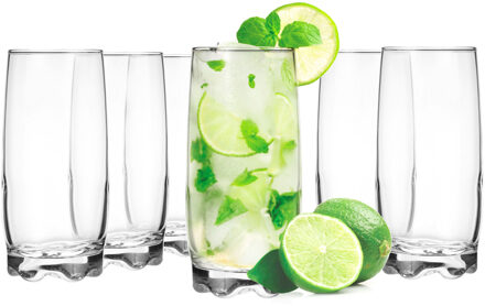 Drinkglazen/waterglazen Tumblers Paris - transparant glas - 18x stuks - 350 ml
