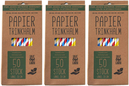 Drinkrietjes - 150x - papier - kleurenmix - 20 cm - rietjes