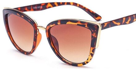 Driver Glazen Vrouwen Cat Eye Retro Ronde Gradiënt Oversized Bril Zonnebril Metalen Frame Zonnebril Driver Bril luipaard print