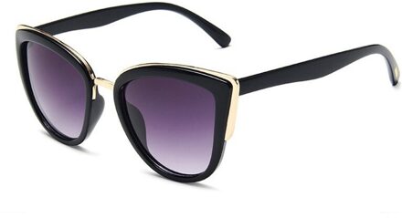 Driver Glazen Vrouwen Cat Eye Retro Ronde Gradiënt Oversized Bril Zonnebril Metalen Frame Zonnebril Driver Bril zwart