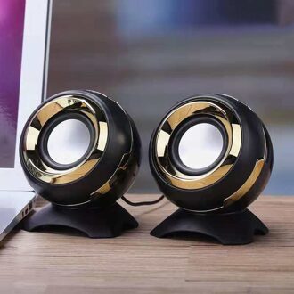 Drm Bedrade Mini Computer Speakers Bass Hoorns Voor Laptop Desktop Telefoon 6W Krachtige Luidspreker Usb Aux Audio Multimedia Luidspreker zwart-goud
