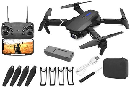 Drone 4K Gps Profissional E88 Pro 4K Camera Opvouwbare Mini Drone Dual-Camera Groothoek Drone rc Remote Quadcopter Vliegtuigen Speelgoed zwart-4K-1 accu