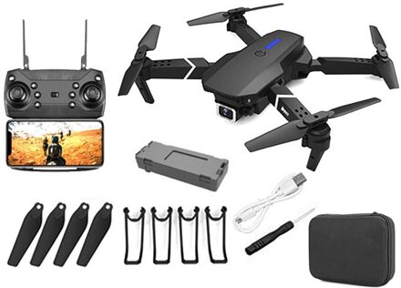 Drone 4K Gps Profissional E88 Pro 4K Camera Opvouwbare Mini Drone Dual-Camera Groothoek Drone rc Remote Quadcopter Vliegtuigen Speelgoed zwart-4K pro-1 accu