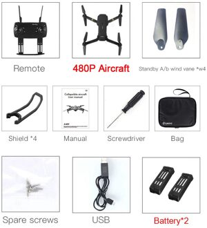 Drone E58 Wifi Fpv Met Groothoek Hd 4K/1080P/720P/480P Camera hight Hold Modus Opvouwbare Arm Rc Quadcopter Drone X Pro Rtf Dron 480P 2Batterywithbag