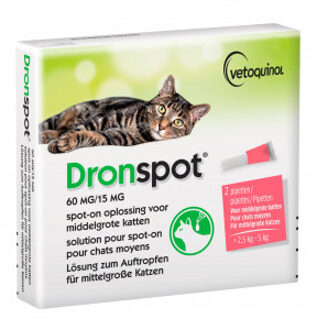 Dronspot Spot-On Kat  >2.5 - 5 Kg - Anti wormenmiddel - 2 pip